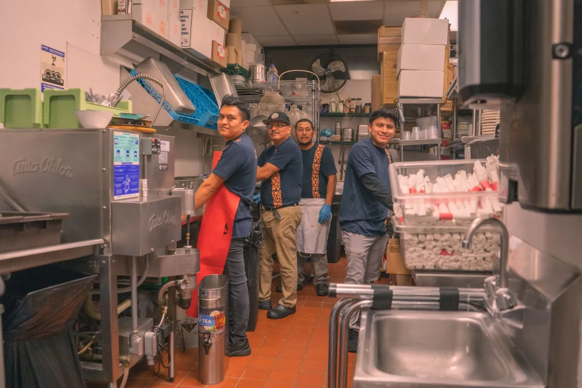 Kitchen team at La Sierra Mexican restaurant