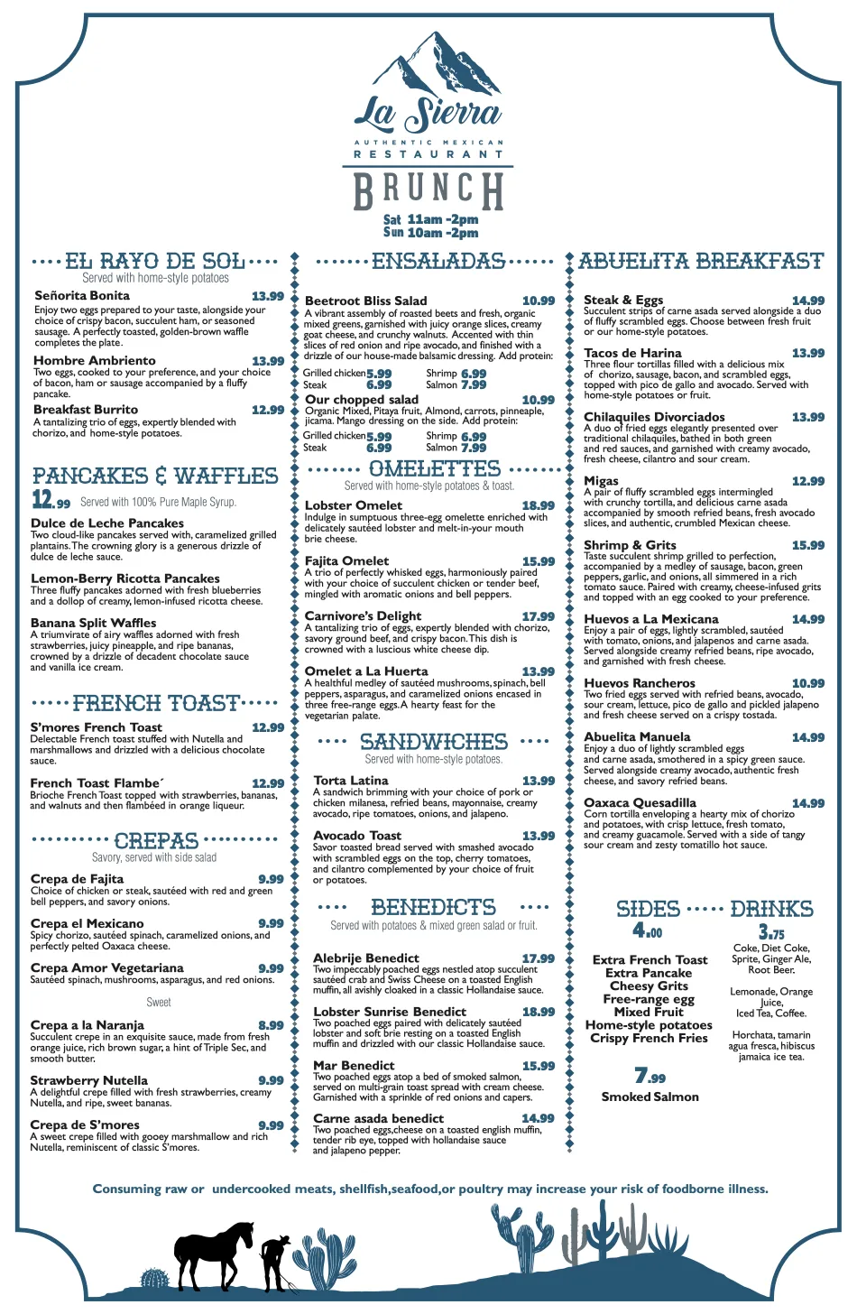 Mexican brunch menu at La Sierra Annapolis